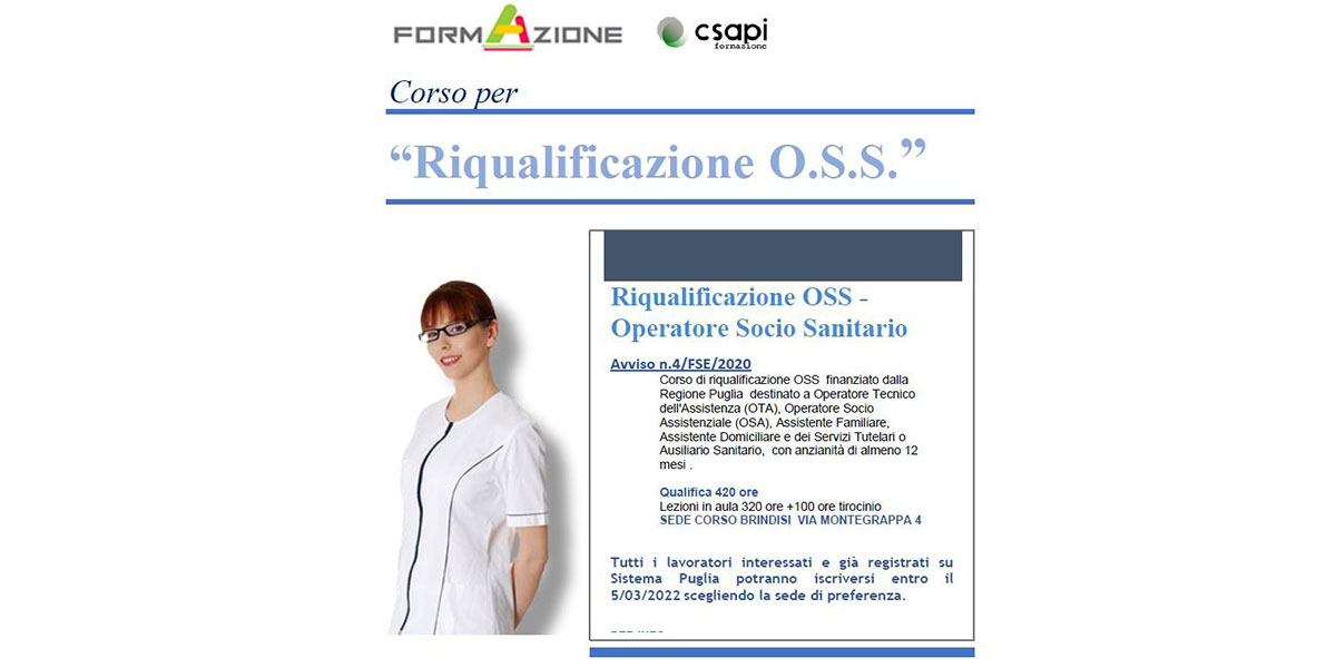 Riqualificazione O.S.S.- Operatore Socio Sanitario